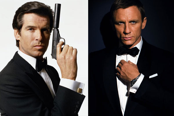 007 Character displaying the dressing of old and new James Bond