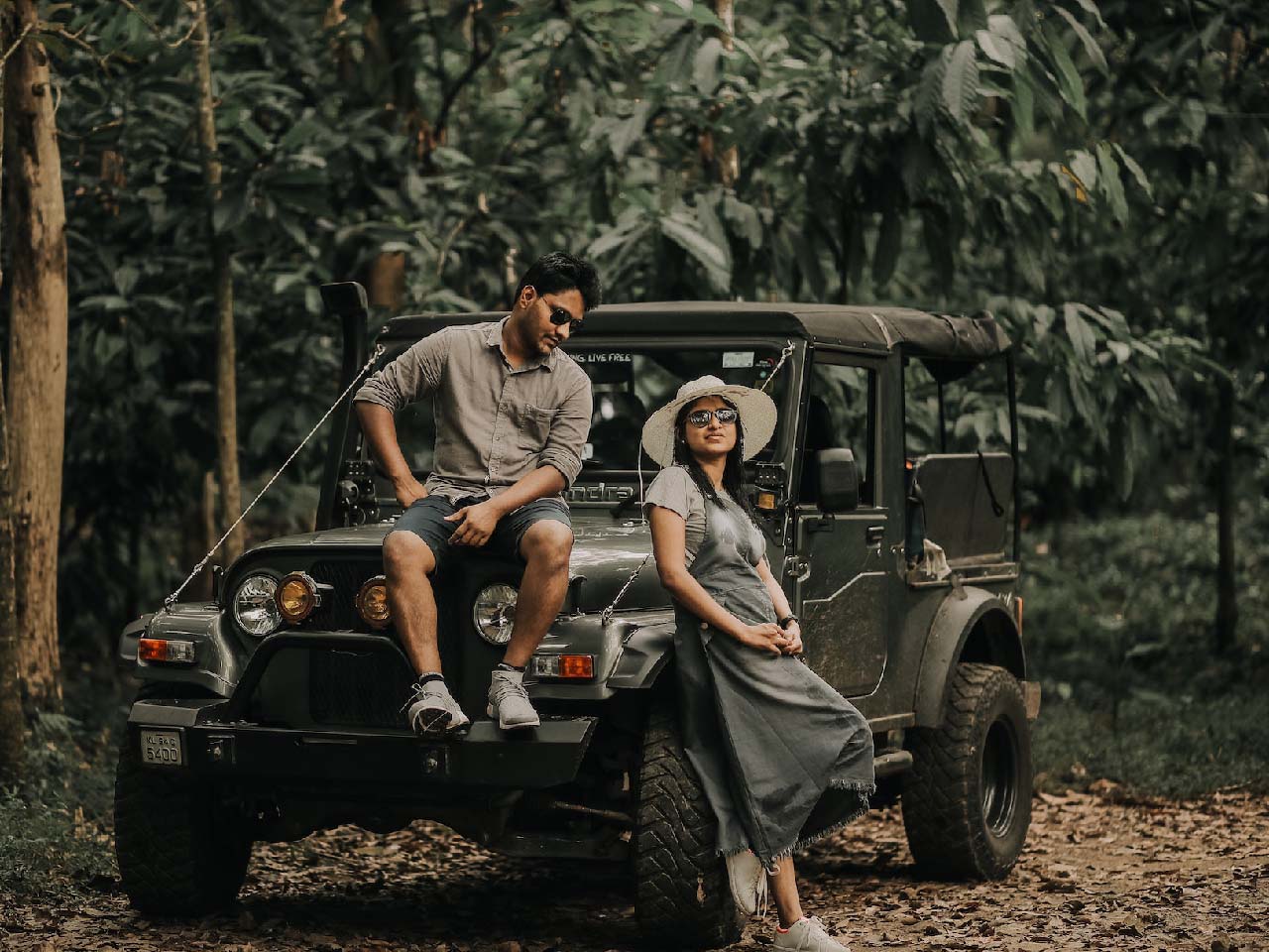 Couple off-road driving