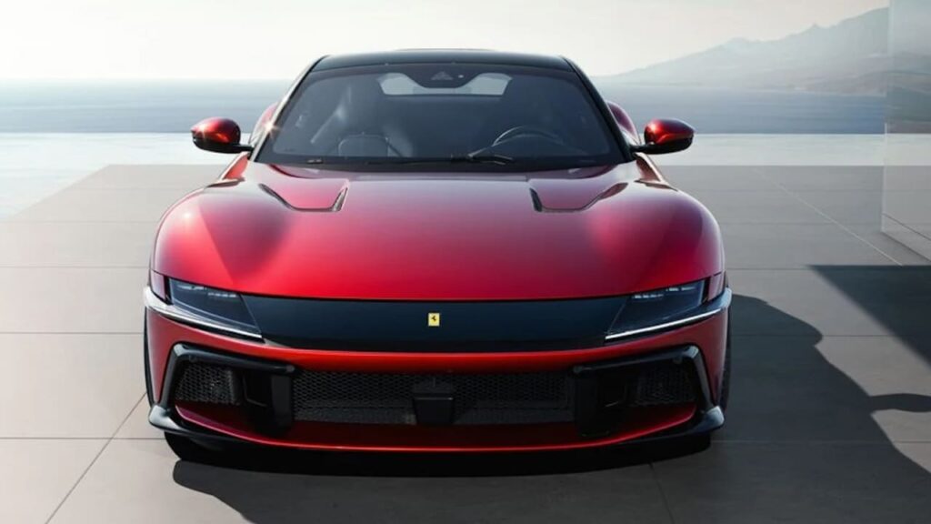 Ferrari’s first unnamed EV front view which is the most expensive electric vehicle