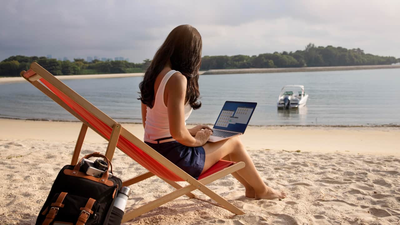 woman working on laptop