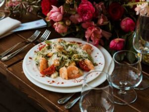 beautiful table arrangement with delicious food