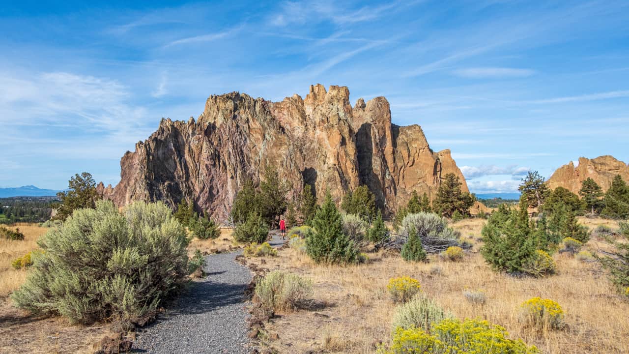 A view with gorgeous blue sky with rocks and greenery