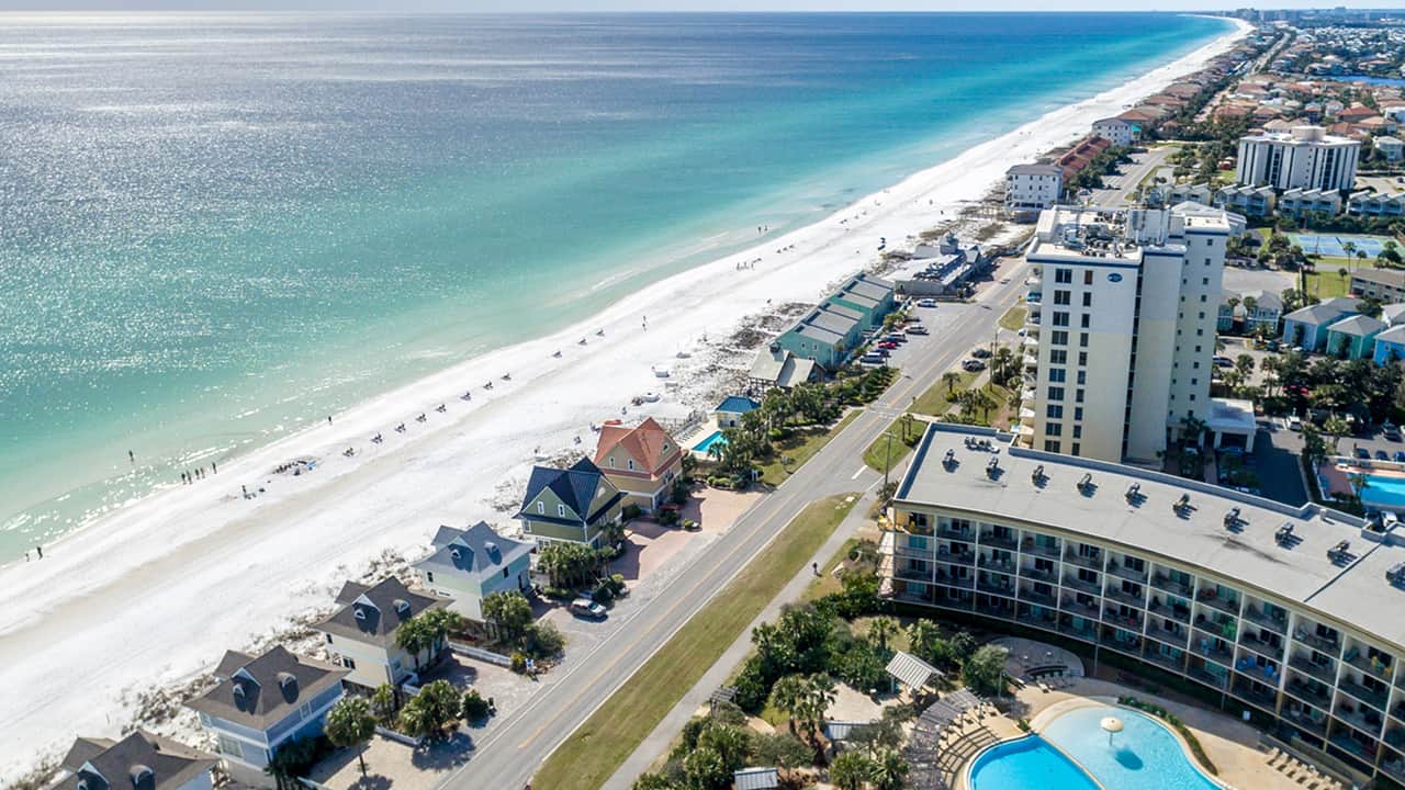 beautiful arial view of miramar beach florida