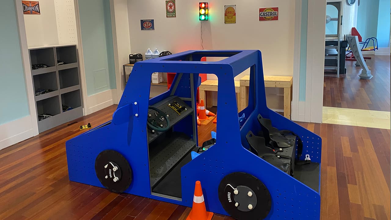 A blue car in EdVenture Children’s Museum