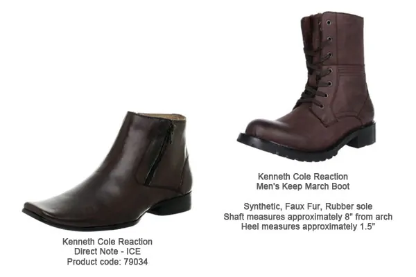 Kenneth Cole Reaction Brown Boots, Direct Note - ICE