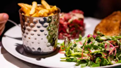 Salad and fries on a plate