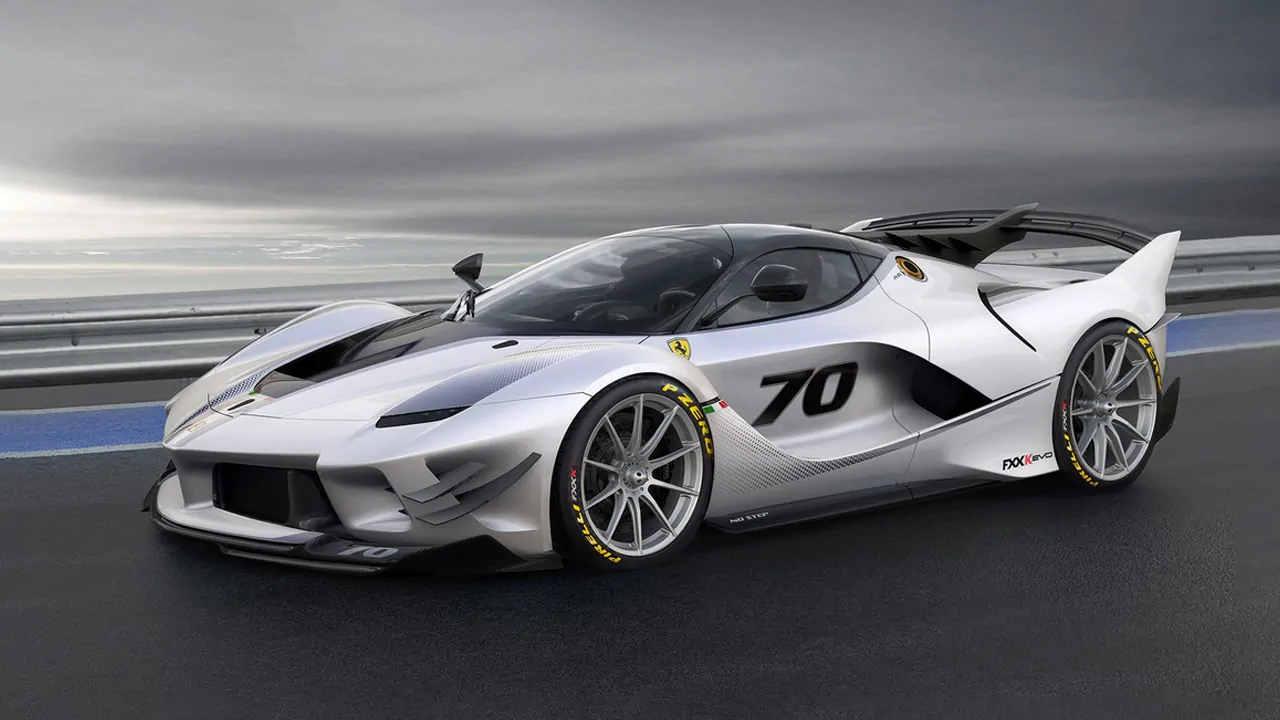 Ferrari FXX K Evo speeding on the shore 