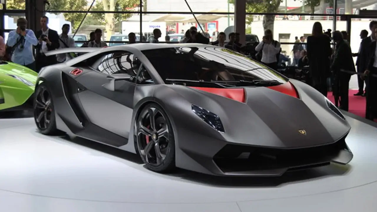 Lamborghini Sesto Elemento exhibiting its unique design at some show 