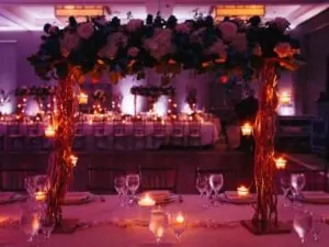 beautiful pink decoration on a wedding